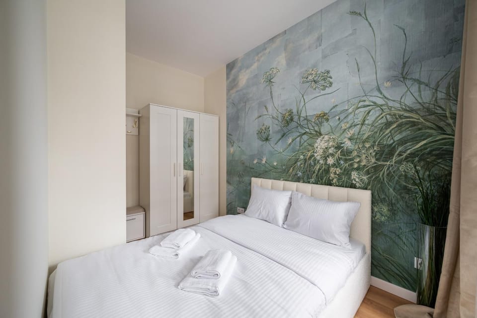 Bed, Photo of the whole room, Bedroom, towels, wardrobe