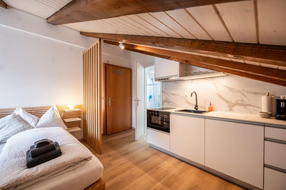 Coffee/tea facilities, Kitchen or kitchenette, Photo of the whole room, microwave, stove