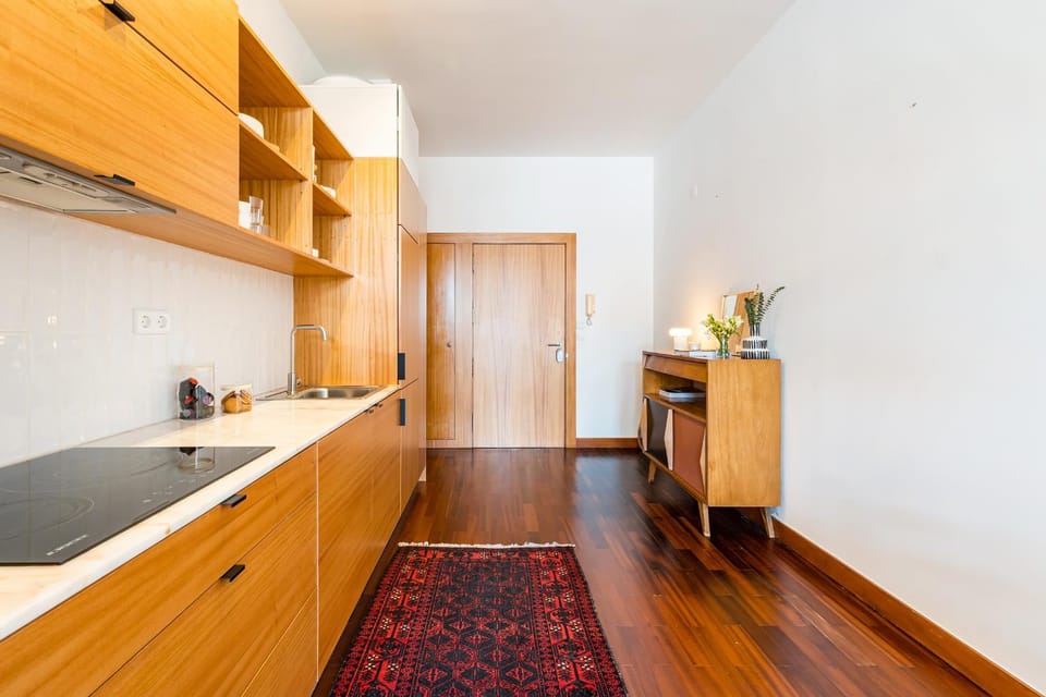 Kitchen or kitchenette, stove