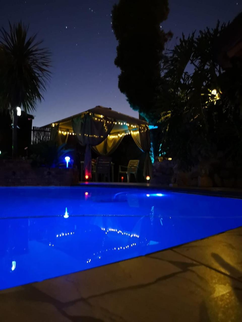 Night, Pool view, Swimming pool