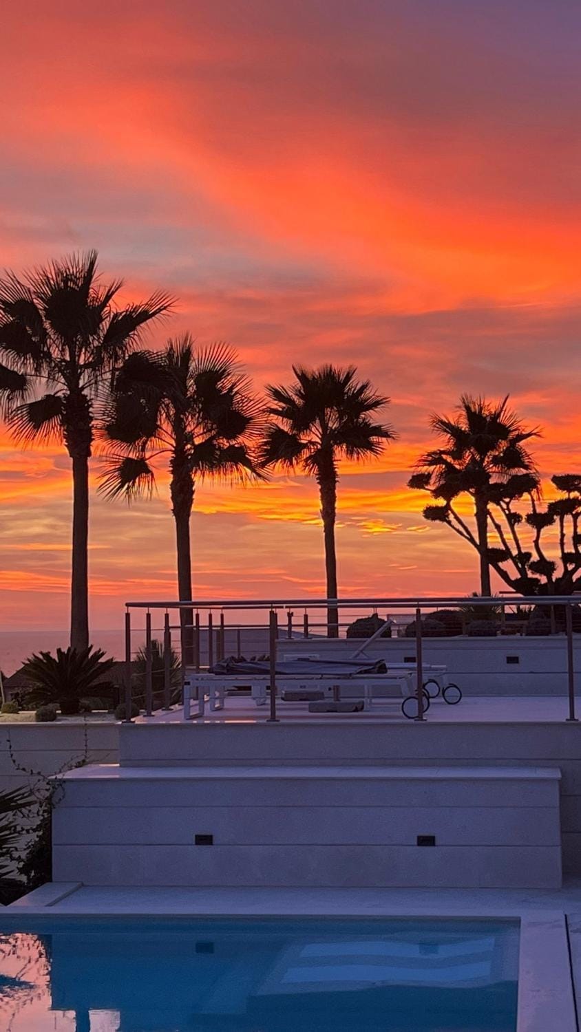 Pool view, Sunset
