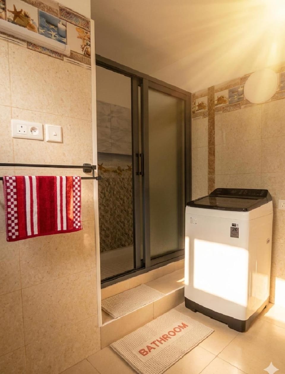 Shower, Bathroom, washing machine