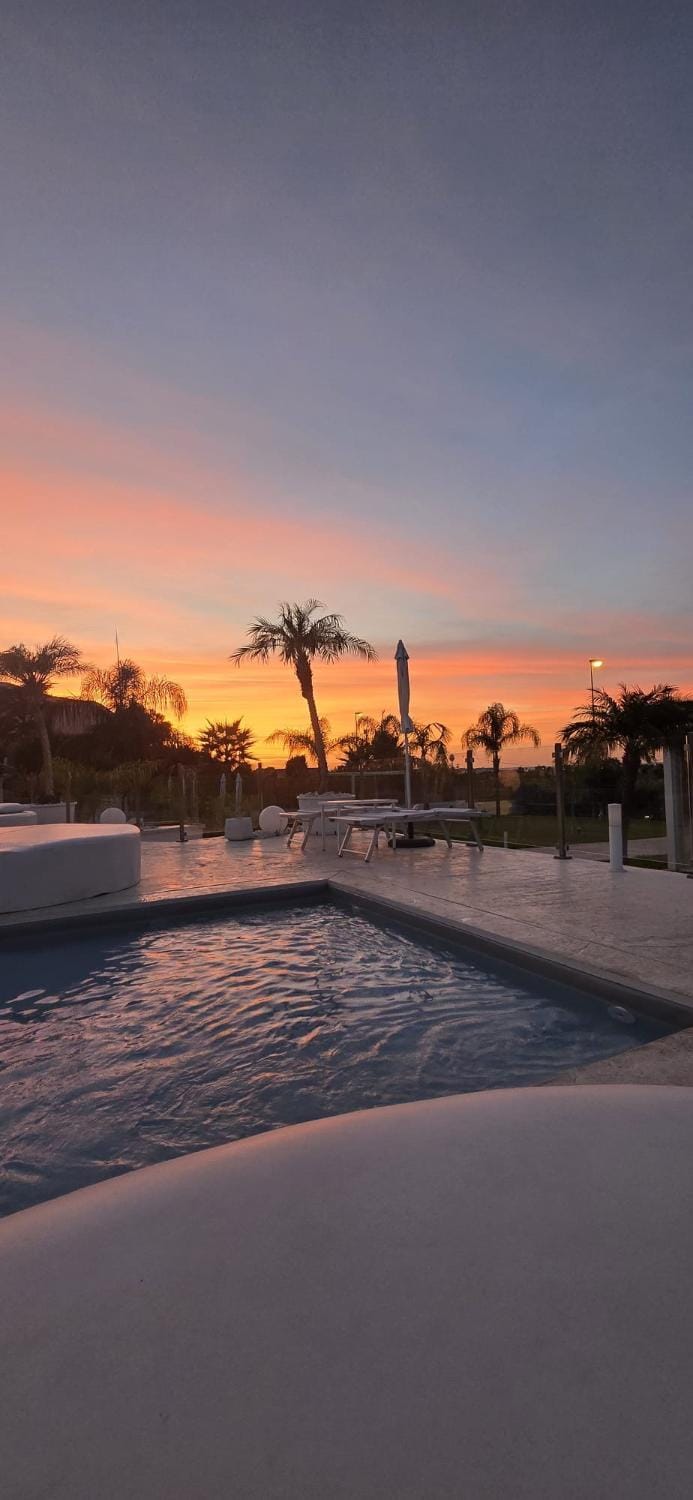 Pool view, Sunset
