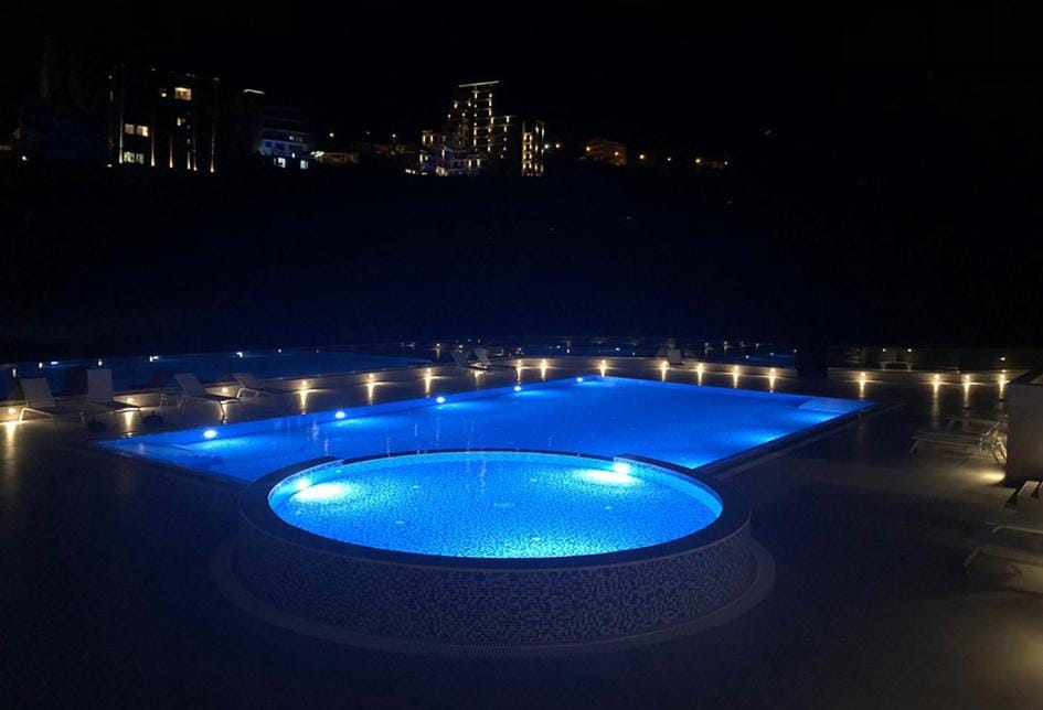 Night, Pool view, Swimming pool