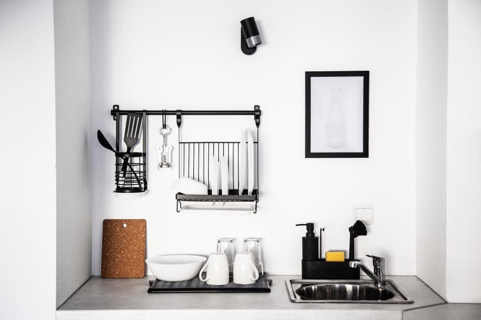 Kitchen or kitchenette, stove