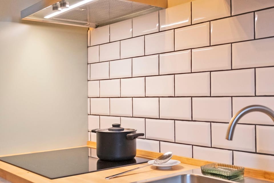 Kitchen or kitchenette, stove