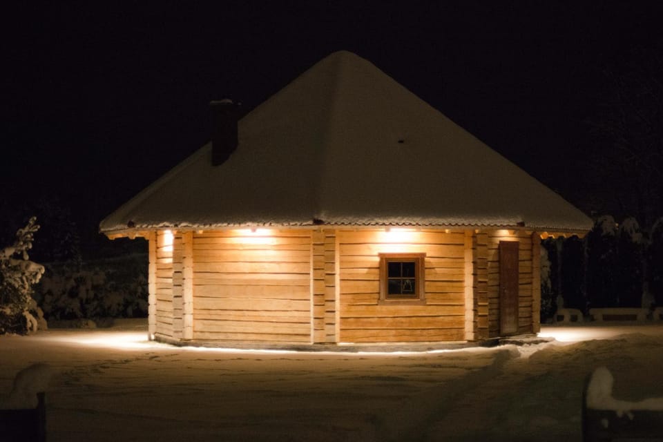 Property building, Night, Winter