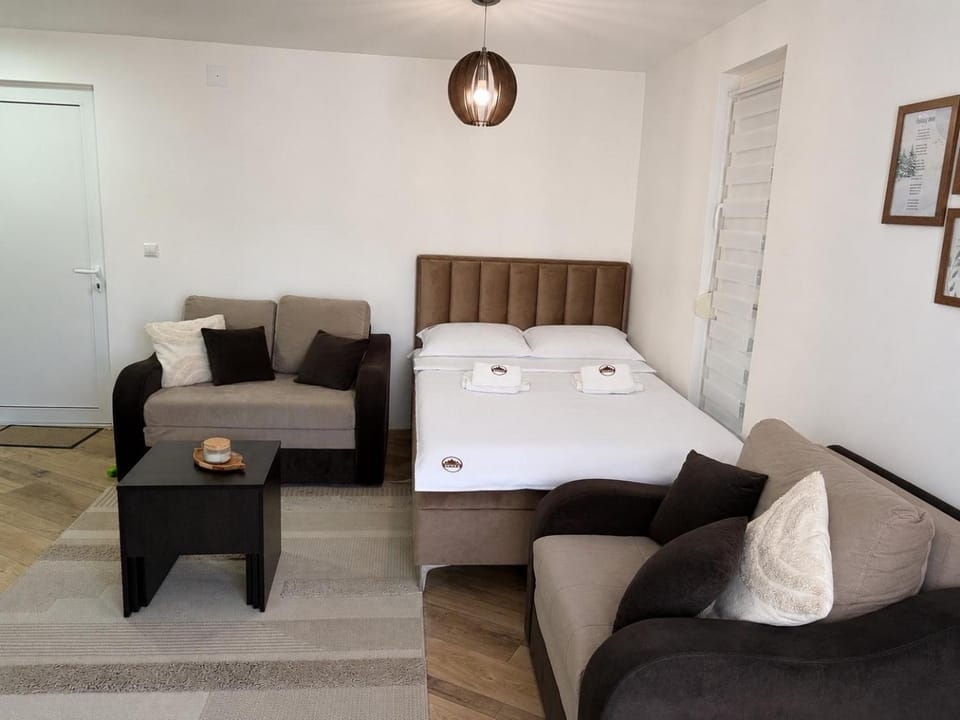 Bed, Living room, Photo of the whole room, Seating area