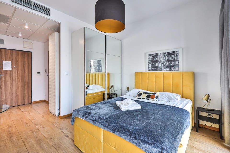 Bed, wardrobe