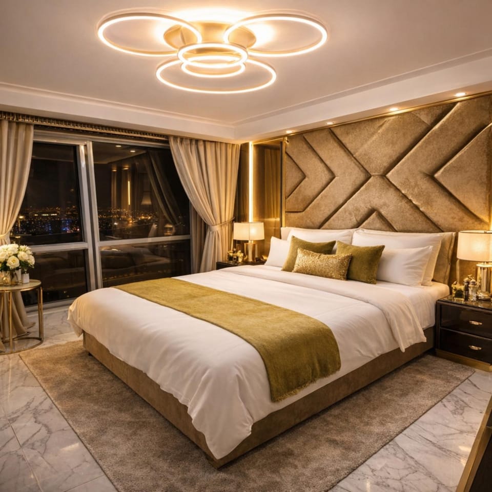 Bed, Photo of the whole room, Bedroom, towels