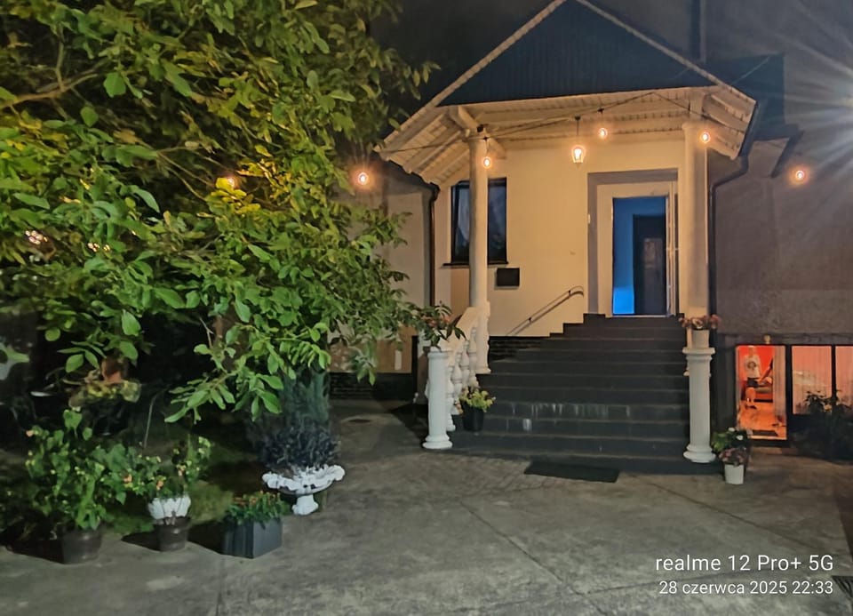 Property building, Facade/entrance, Night, Garden, Garden view