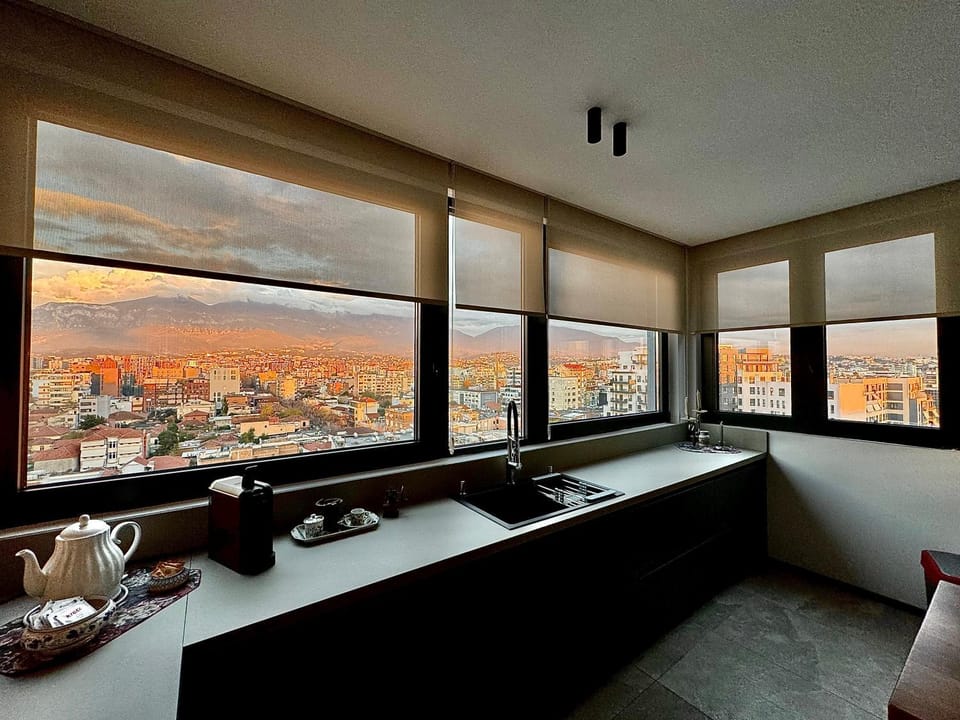 Kitchen or kitchenette, City view, Mountain view