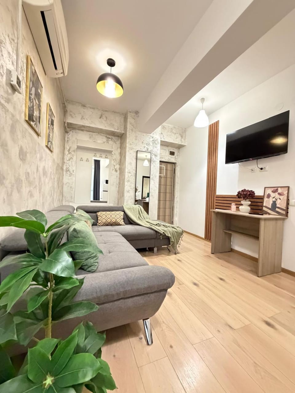 Bed, TV and multimedia, Kitchen or kitchenette, Living room, Photo of the whole room, Seating area, Bedroom, air conditioner