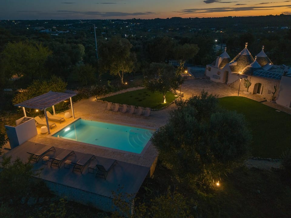 Night, Bird's eye view, Pool view, Swimming pool