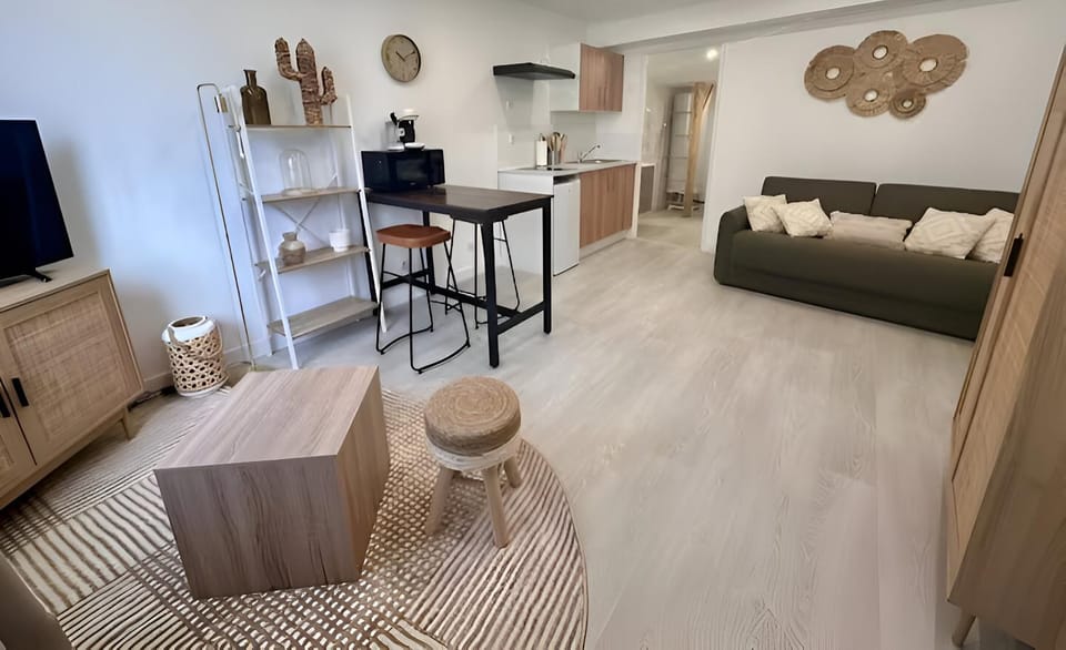 Bed, TV and multimedia, Kitchen or kitchenette, Living room, Photo of the whole room, Seating area, Dining area