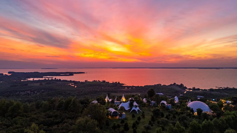 Natural landscape, Bird's eye view, Lake view, Sunset