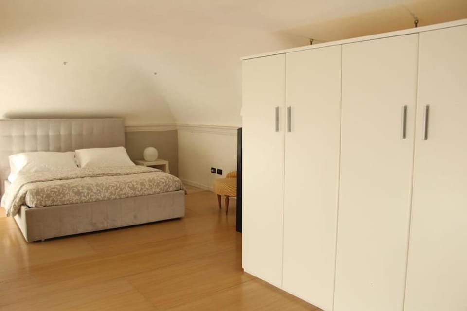 Bed, wardrobe