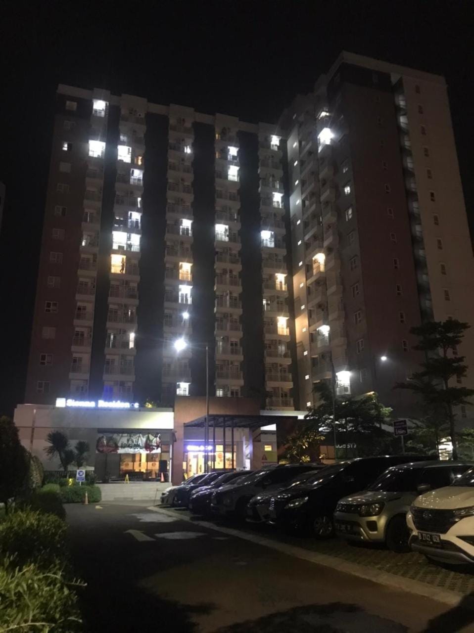Property building, Night, Parking