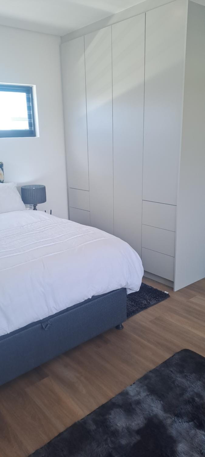 Bed, wardrobe