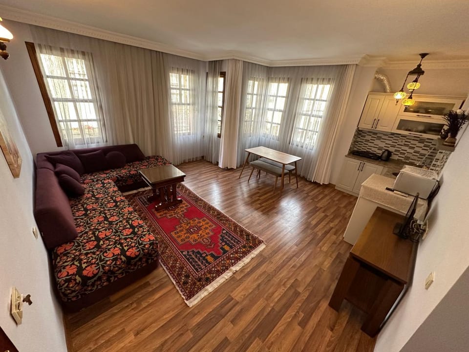 Kitchen or kitchenette, Living room, Seating area, Dining area, oven