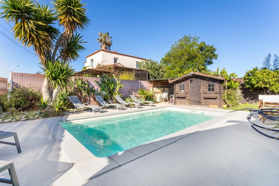 Property building, Living room, Swimming pool