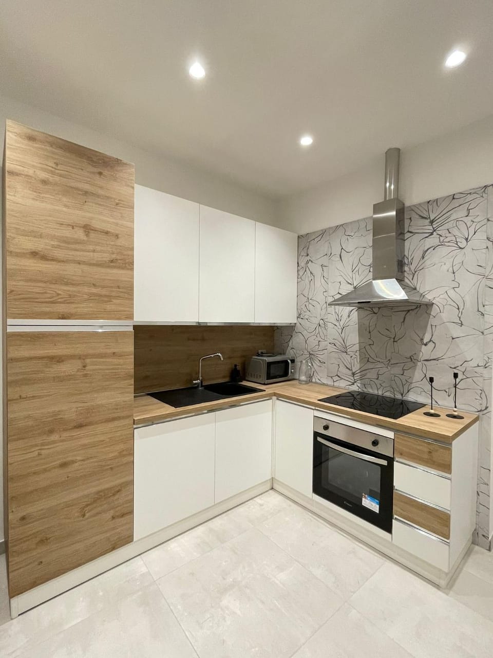 Kitchen or kitchenette, stove