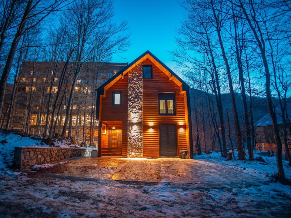 Property building, Natural landscape, Winter, Mountain view, Parking