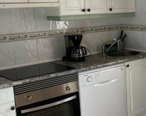 Kitchen or kitchenette, dishwasher, stove