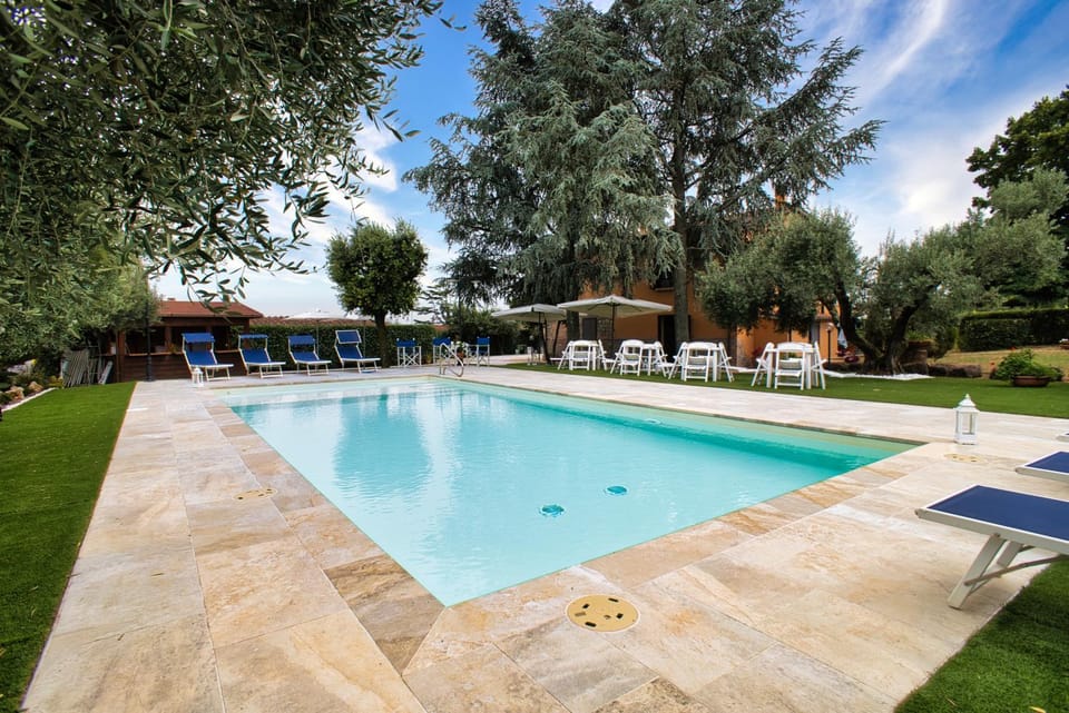 Property building, Spring, Day, Natural landscape, Garden, Garden, View (from property/room), View (from property/room), Living room, Garden view, Pool view, Swimming pool, Breakfast, sunbed, acessibility