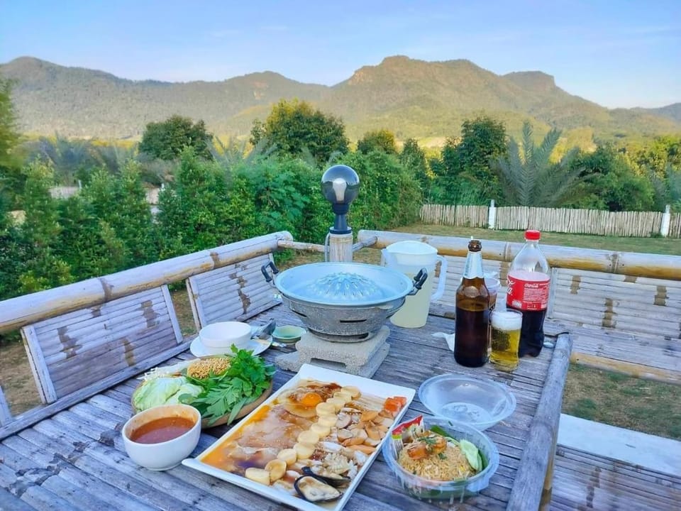 Spring, Day, Natural landscape, Food and drinks, Dining area, Food, Mountain view, Lunch, Dinner, Drinks, Alcoholic drinks