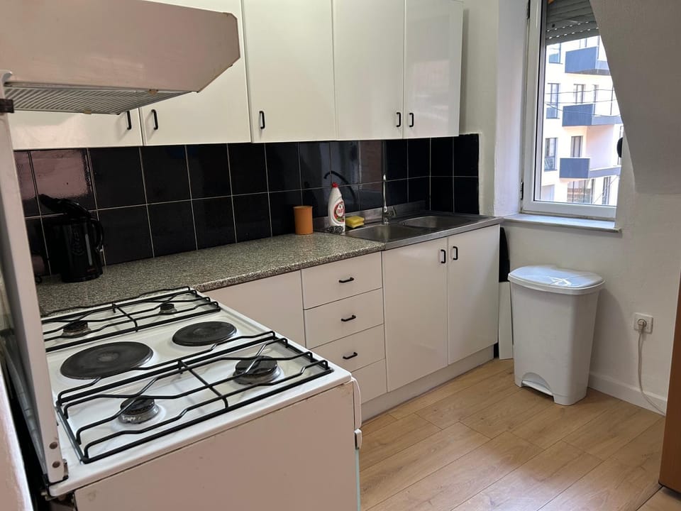 Kitchen or kitchenette, stove