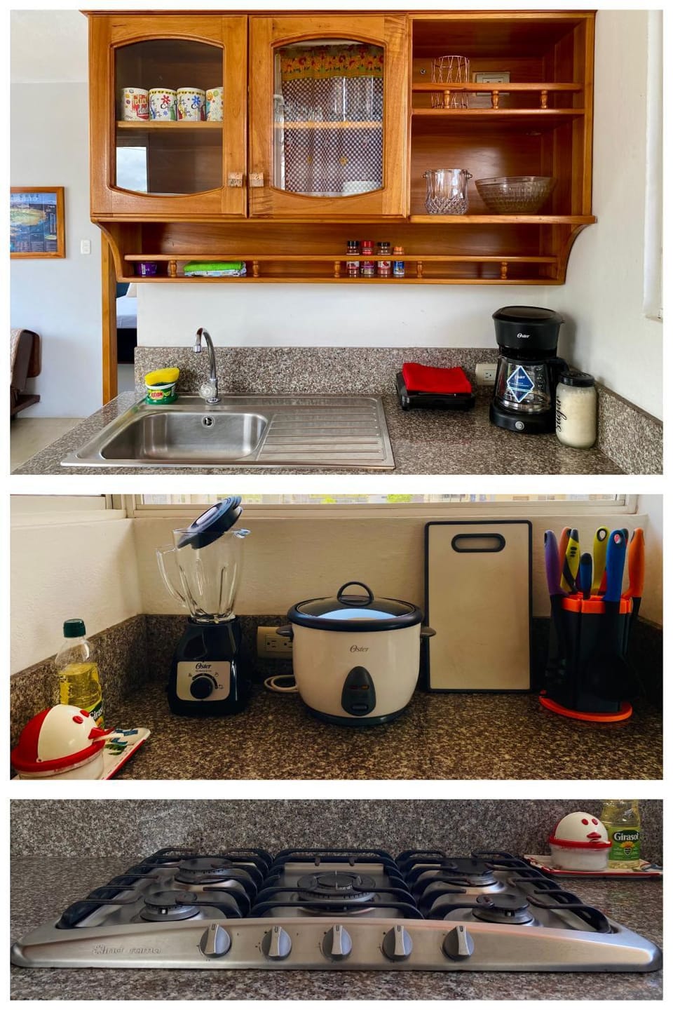Kitchen or kitchenette, stove, toaster