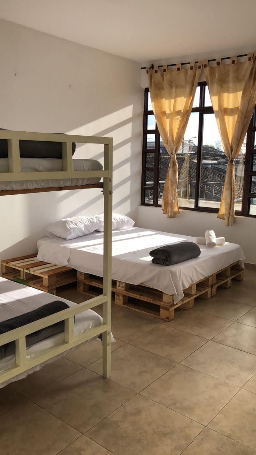 Bed, Photo of the whole room, bunk bed, towels