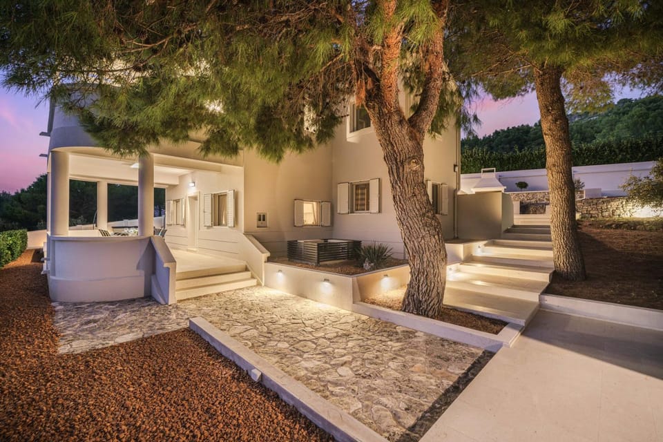 Property building, Patio, Night, Garden, Garden view