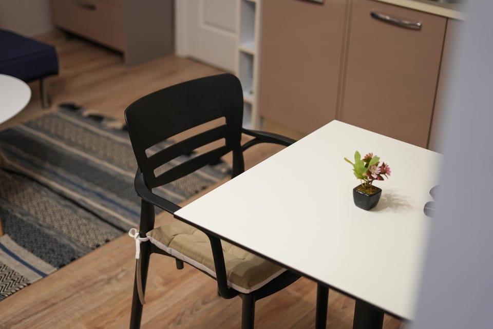 Kitchen or kitchenette, Living room, Seating area, Dining area, hair dresser