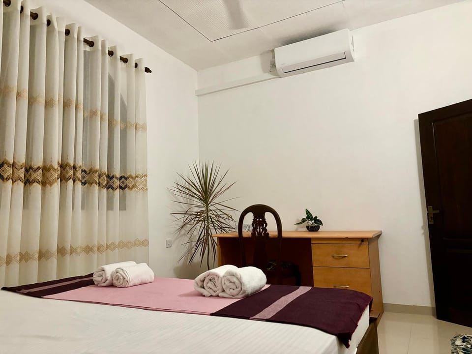 Bed, Photo of the whole room, Bedroom, towels, wardrobe, air conditioner