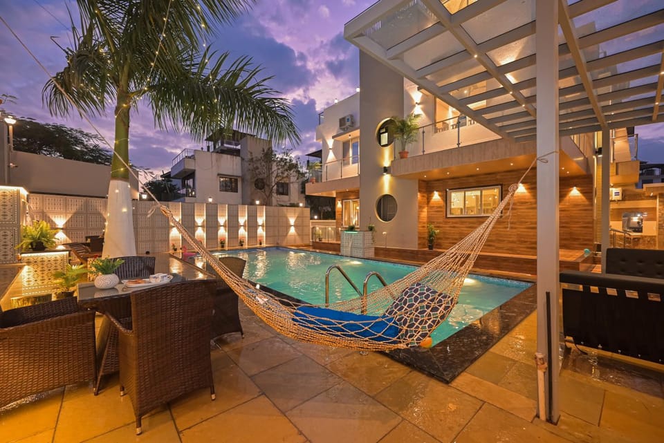 Night, Natural landscape, View (from property/room), Pool view, Swimming pool