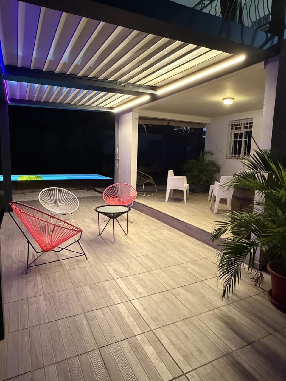 Patio, Night, Pool view, Swimming pool