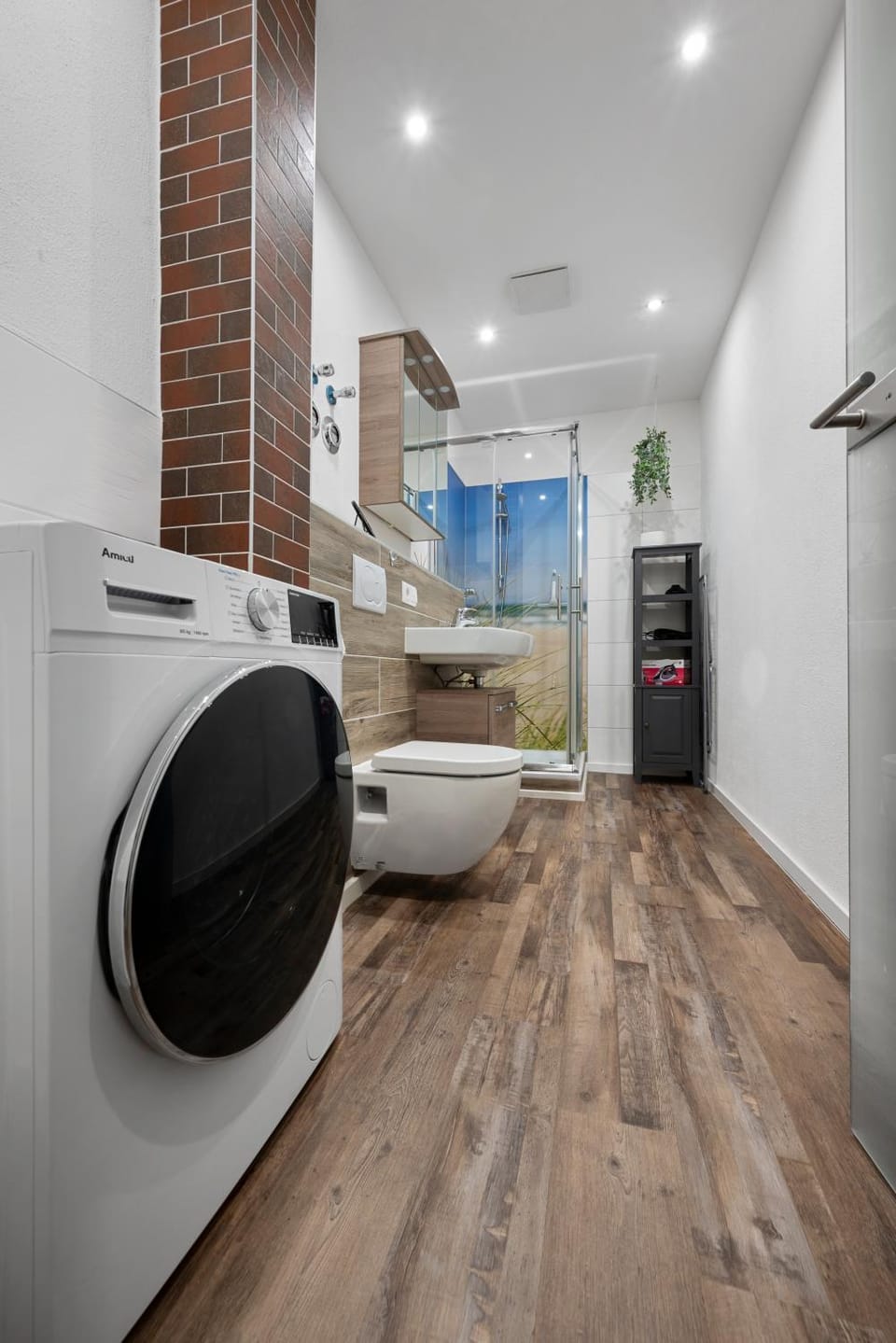 Shower, Bathroom, Photo of the whole room, washing machine, dryer