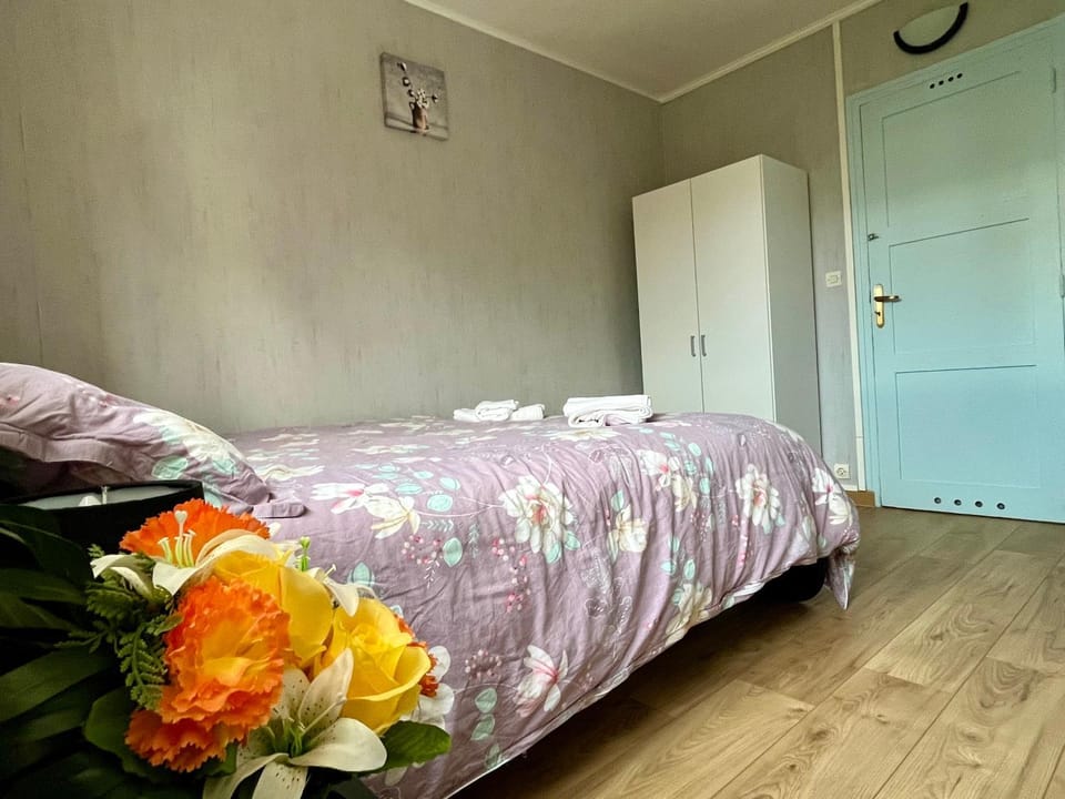 Bed, Bedroom, towels, wardrobe