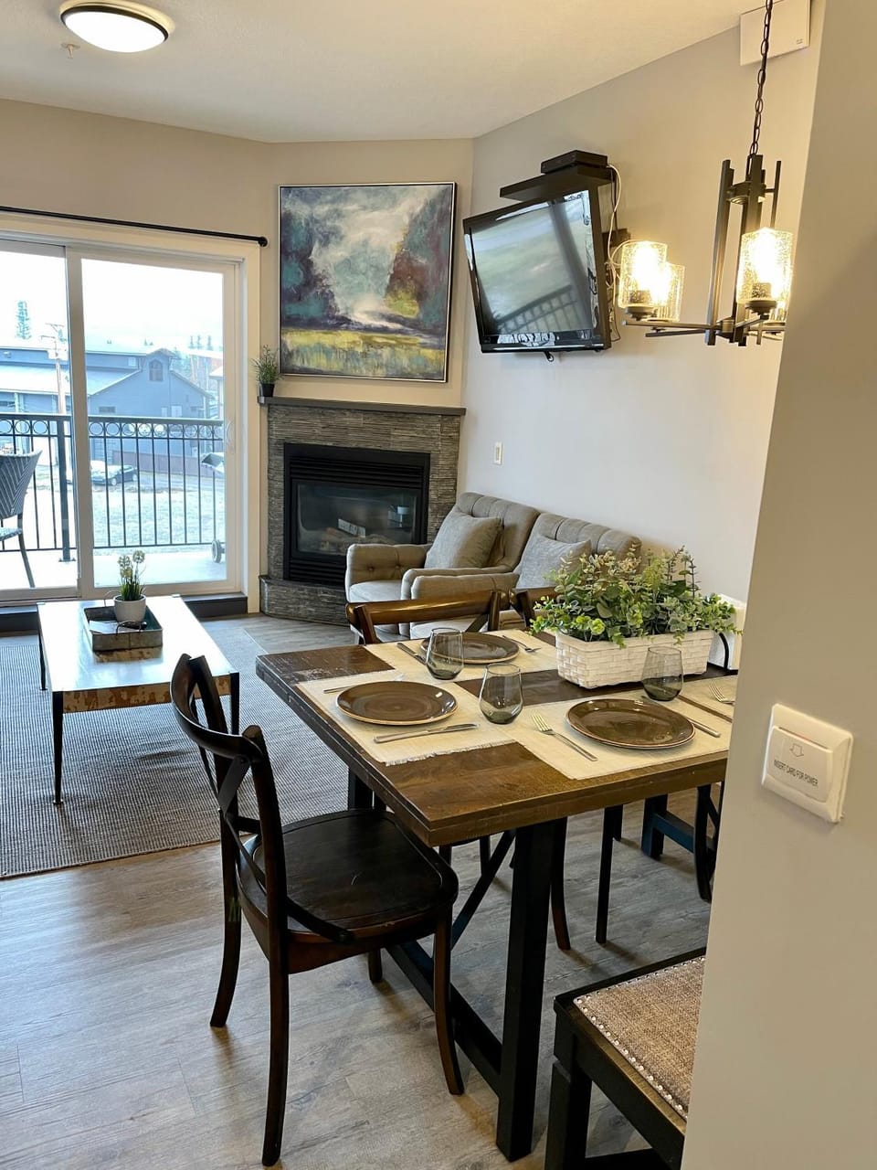 Living room, Dining area, flat iron