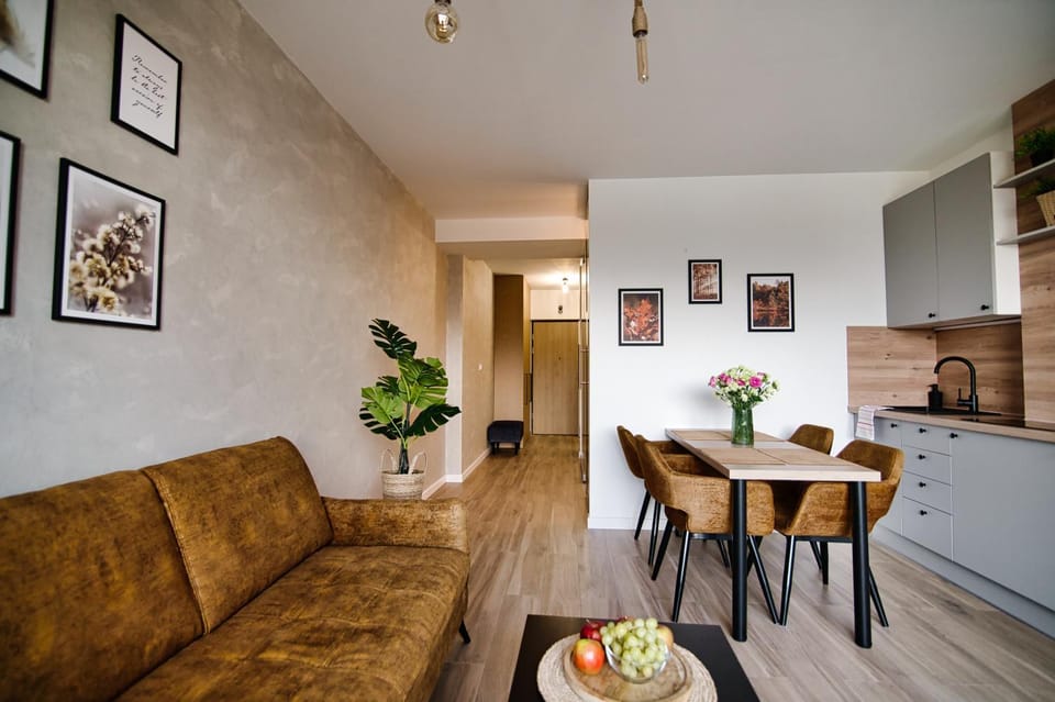 Kitchen or kitchenette, Living room, Seating area, Dining area