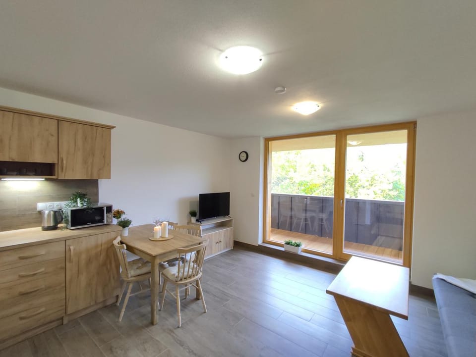 Living room, kitchen