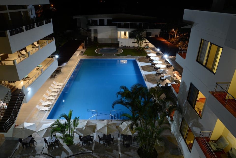 Night, Pool view, Swimming pool