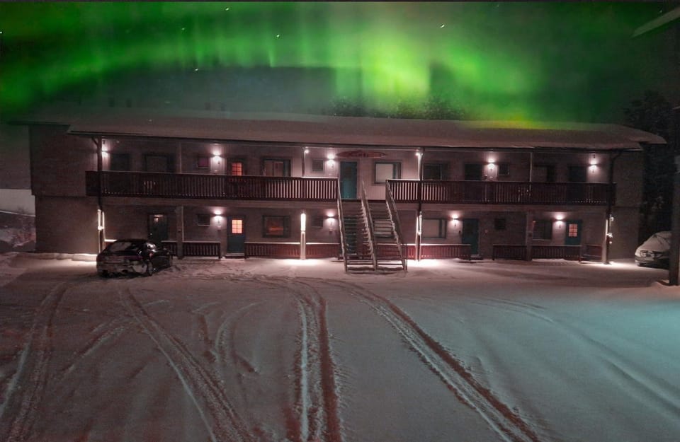 Property building, Night, Winter