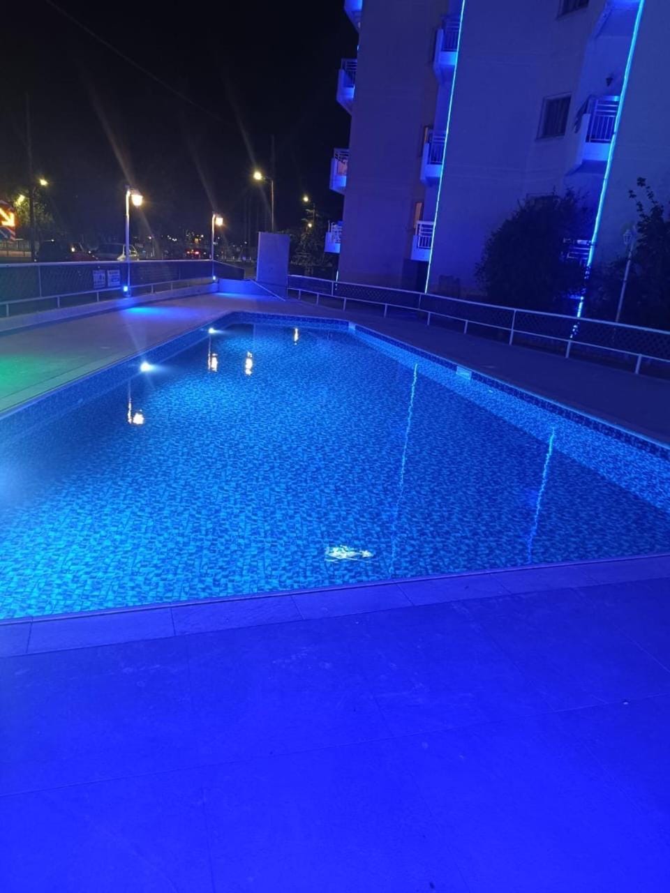 Night, Pool view, Swimming pool, Swimming pool