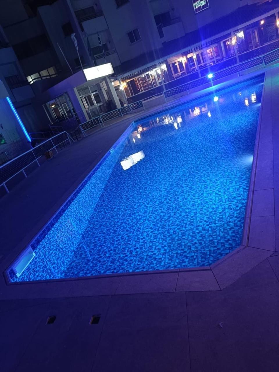 Night, Pool view, Swimming pool, Swimming pool