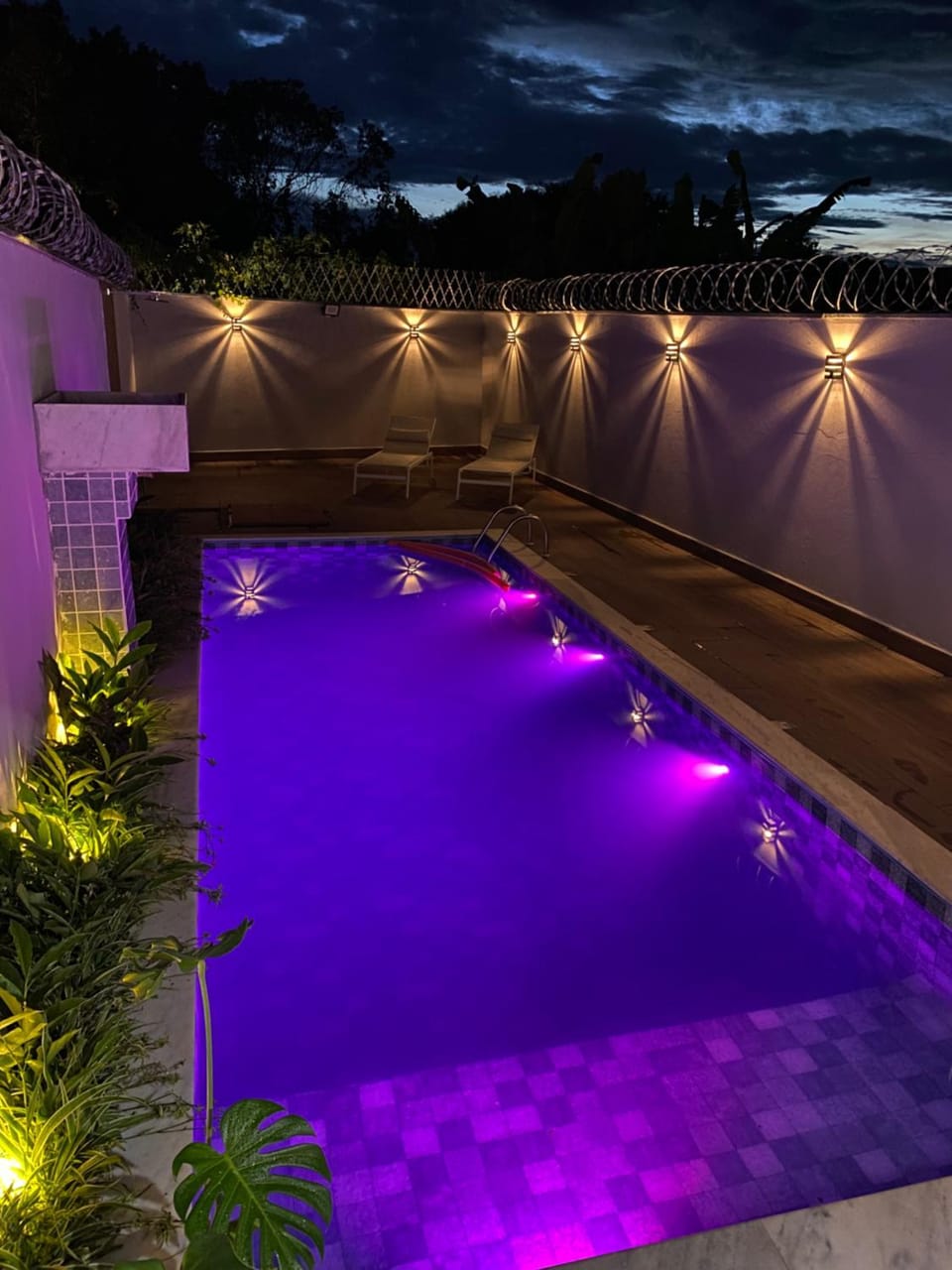 Night, Pool view, Swimming pool