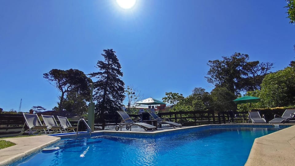 Swimming pool, sunbed
