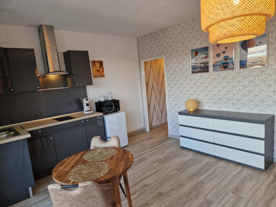 Dining area, minibar, stove